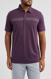 TravisMathew Coast Charted Chest Stripe Piqu Polo in Plum at Nordstrom Rack