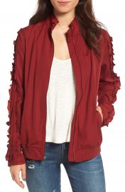 Treasure   Bond Ruffle Sleeve Bomber Jacket at Nordstrom