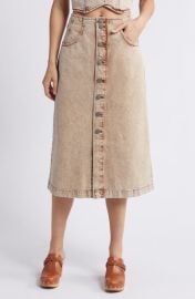 Treasure & Bond Button Front Denim Midi Skirt at Nordstrom