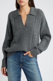 Treasure & Bond Merino Wool & Cotton Cable Sweater at Nordstrom