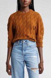 Treasure And Bond Cable Crop Crewneck Sweater at Nordstrom Rack