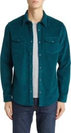 Treasure Bond Cotton Corduroy Button Up Western Shirt in Teal Deep at Nordstrom