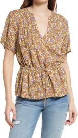 Treasure Bond Floral Drawstring Waist Top at Nordstrom