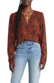 Treasure Bond Floral Print Button Front Dobby Blouse at Nordstrom