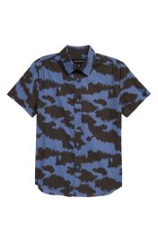 Treasure Bond Kids Abstract Camo Print Short Sleeve Cotton Button-Up Shirt at Nordstrom