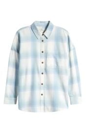 Treasure Bond Kids Oversize Plaid Cotton Shirt in Ivory Dove Rise Plaid at Nordstrom Rack