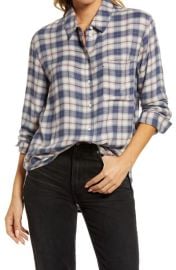 Treasure Bond Plaid Boyfriend Shirt In Blue Pink Ryan Plaid at Nordstrom