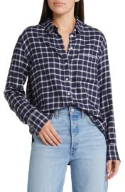 Treasure Bond Plaid Boyfriend Shirt in Navy Ivory Baker Plaid at Nordstrom Rack