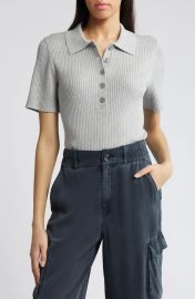 Treasure Bond Short Sleeve Rib Polo Sweater at Nordstrom