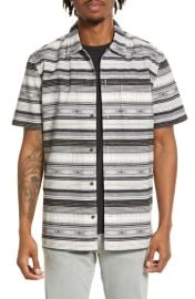 Treasure Bond Trim Fit Mixed Stripe Short Sleeve Button-Up Shirt at Nordstrom