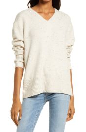 Treasure amp Bond Cozy Nep Flecked V-Neck Sweater at Nordstrom