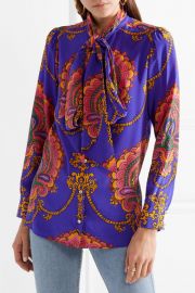 Treasure pussy-bow printed silk crepe de chine blouse at Net A Porter