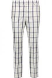 Treeca cropped checked wool-blend straight-leg pants at The Outnet