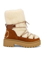 Trekkgirl Faux Shearling Trimmed Hiking Boot by Valentino Garavani at Forward