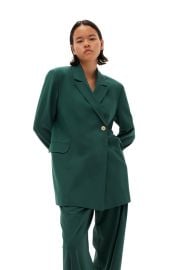 Trekking Green Drapey Melange Blazer GANNI US at Ganni