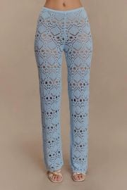 Trena Crochet Knit Pants - Sky Blue vert MESHKI US at Meshki