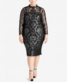 Trendy Plus Size Metallic Jacquard Dress at Macys