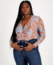 Trendy Plus Size Printed Mesh Bodysuit at Macys