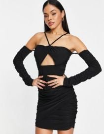 Trendyol halter neck mini dress in black at ASOS