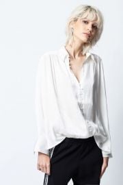 Trent Button-Front Satin Shirt by Zadig  Voltaire at Zadig and Voltaire