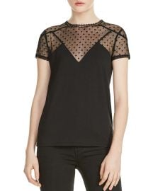 Tribor Sheer Mesh Detail Top at Bloomingdales