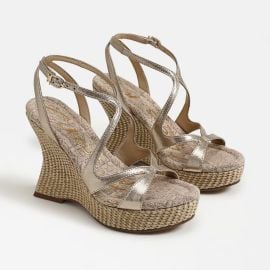 Trina Platform Wedge Sandal in Metallic Gold Faux Leather at Circus NY