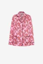 Trina Red Roses On Pink Silk Satin Blouse Emilia Wickstead at Emilia Wickstead