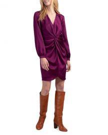 Trina Turk Anne Long-Sleeve Knotted Satin Dress at Neiman Marcus