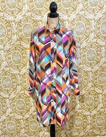 Trina Turk Colorful Geometric Shirt Dress at eBay