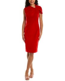 Trina Turk Keshi Stretch Woven Asymmetrical Twist Neck Short Sleeve Midi Sheath Dress Dillardx27s at Dillards