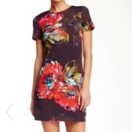 Trina Turk Natasha Floral Watercolor Dress Short Sleeve Size 2 Made in USA eBay at ebay