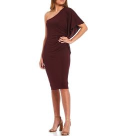 Trina Turk Ratio Asymmetrical Neck One Shoulder Short Sleeve Side Ruching Bodycon Dress  Dillardx27s at Dillards