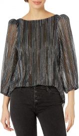 Trina Turk Women s Puff Sleeve Lurex Top at Amazon