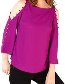 Trina Turk Women39s Amor Cold Shoulder Button Detail Top at  Womens Clothing store at Amazon