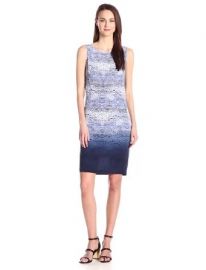 Trina Turk Womenand39s Jacquelin Ink Wave Washed Crepe De Chine Drape Back Dress at Amazon