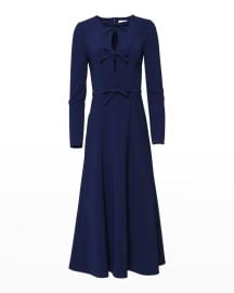Triple Bow Keyhole-Front Midi Dress at Neiman Marcus