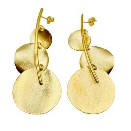 Triple Disc Gold Earrings AS SEEN ON THE BACHELORETTE Parravi Jewelry at Parravi Jewelry