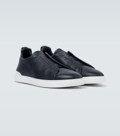 Triple Stitch leather sneakers in blue - Zegna at Mytheresa
