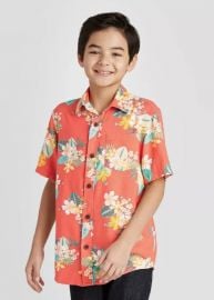 Tropical Print Short Sleeve Button-Down Shirt by Cat  Jack at Target