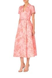 Tropical Rose Shirt Midi Dress at Monique Lhuillier
