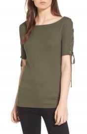 Trouv   Lace-Up Sleeve Top at Nordstrom