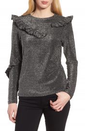 Trouv   Ruffle Metallic Top at Nordstrom