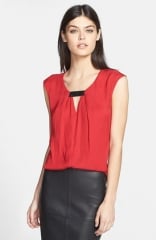 Trouv Front Keyhole Woven Top at Nordstrom