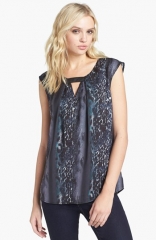 Trouv Front Keyhole Woven Top at Nordstrom