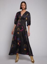 Trouva Dress Natasha Cheetah Palm Print Black at Trouva