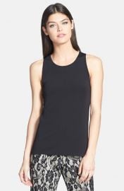 Trouvand233 Mixed Media Split Back Shell in Black at Nordstrom