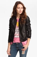 Trouvand233 Perforated Leather Bomber in black at Nordstrom