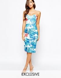 True Violet  True Violet Midi Dress With Sweetheart Neck In All Over Floral Print at Asos