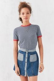 Truly Madly Deeply Jewel Stripe Ringer Tee in Green at Urban Outfitters