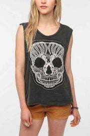 Truly Madly Deeply Lace Skull Muscle Tee at Urban Outfitters